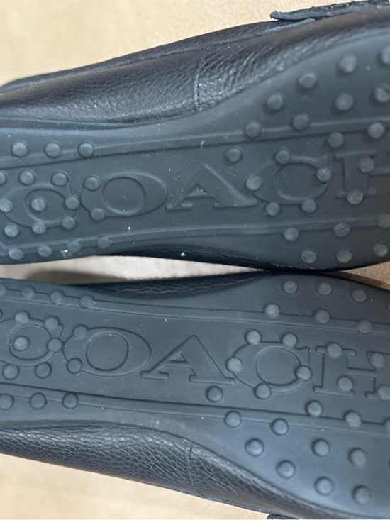 Coach minimalist Black Pebbled Leather Loafers with Silver  display picture 1